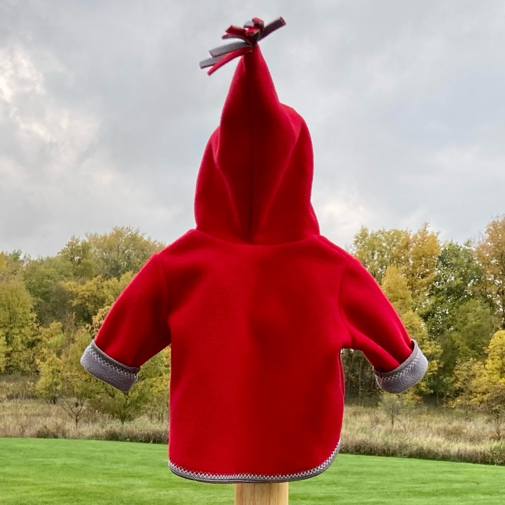hanna andersson: size 50 (0-3months) adorable hooded, embroidered fleece jacket. - Picture 4 of 7